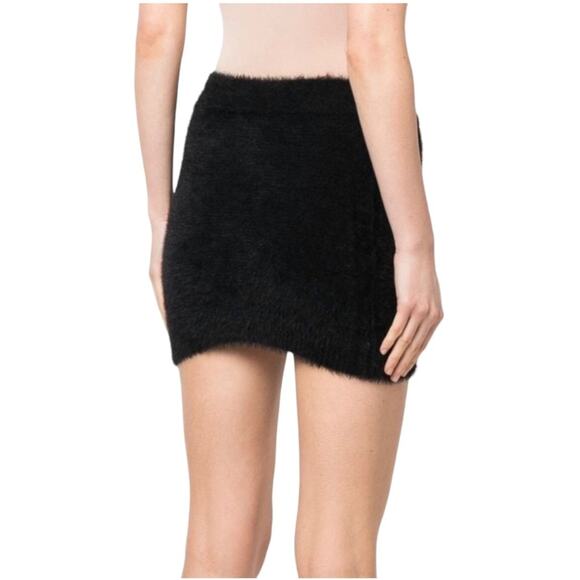 NWT GCDS Crystal Logo Brushed Fuzzy Black Mini Skirt MEDIUM - Picture 2 of 9